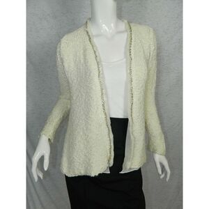 Zara Blazer Size‎ Small Ivory Tweed Open Front Lined Chain